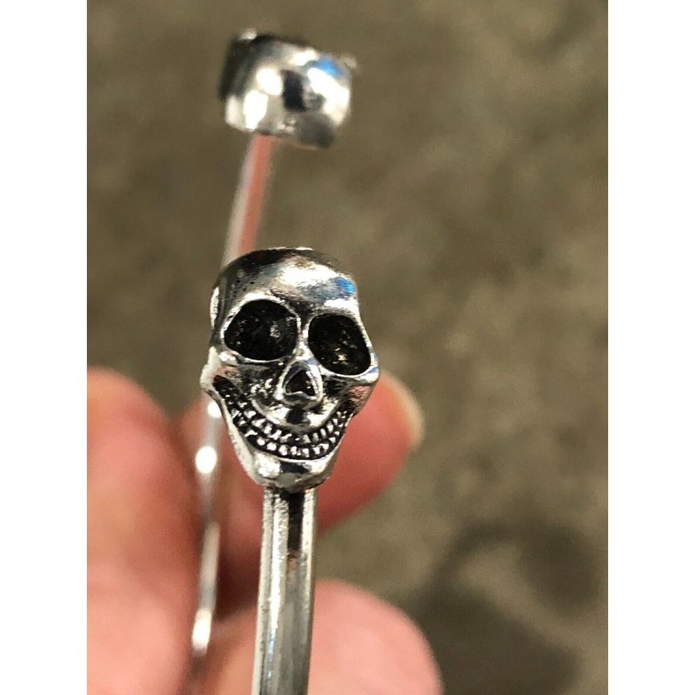 5/$20 Silver Skull Bangle Bracelet Skeleton Gothic - Picture 4 of 4